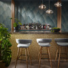 Galerie gold tile effect wallpaper bar interior feature wall design