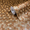 Galerie Fashion Icon wallpaper roll copper hexagon tile effect textured finish