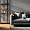 Galerie grey textured wallpaper living room feature wall modern sofa styling