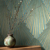 Galerie - Fashion Icon Graphic Wallpaper - Sheen Green / Gold / Silver - 35850