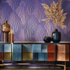 Galerie - Fashion Icon Graphic Wallpaper - Blue / Copper - 35851