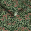 wallpaper roll showing michaelmas daisy pattern with green background and detailed foliage