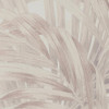 close up of palm leaf wallpaper showing layered brushstroke effect in neutral tones
