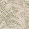 sage and rose palm leaf wallpaper with large scale tropical foliage pattern
