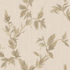 brown and beige leaf wallpaper with delicate trailing foliage and subtle shimmer finish