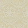beige damask wallpaper with traditional ornate pattern and soft tonal detailing