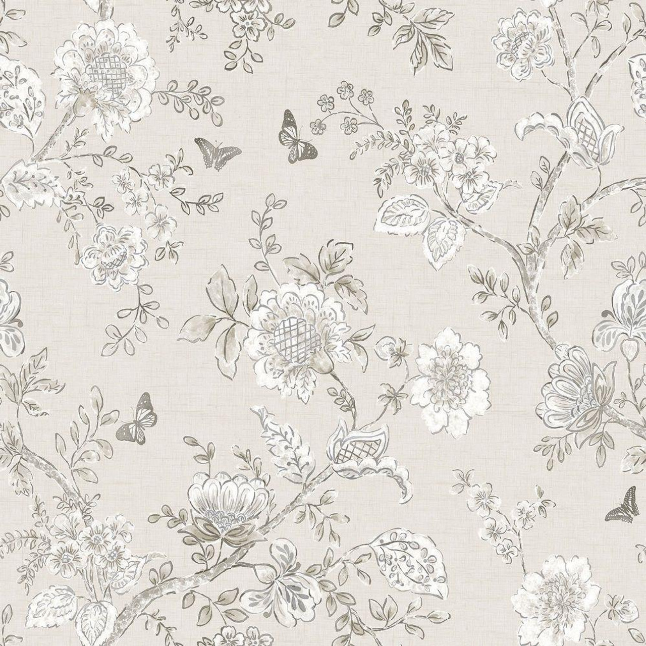 Homestyle Butterfly Toile Wallpaper - FH37541 - Grey