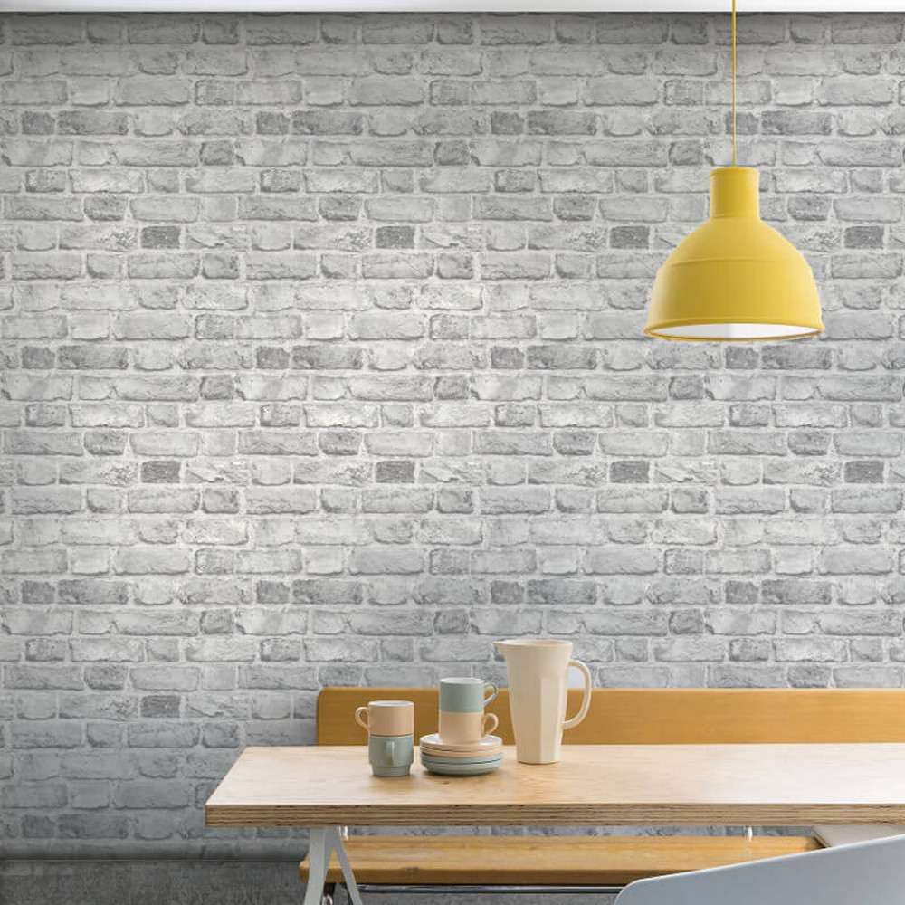 Vintage House Brick Wallpaper by Grandeco Grey A28903