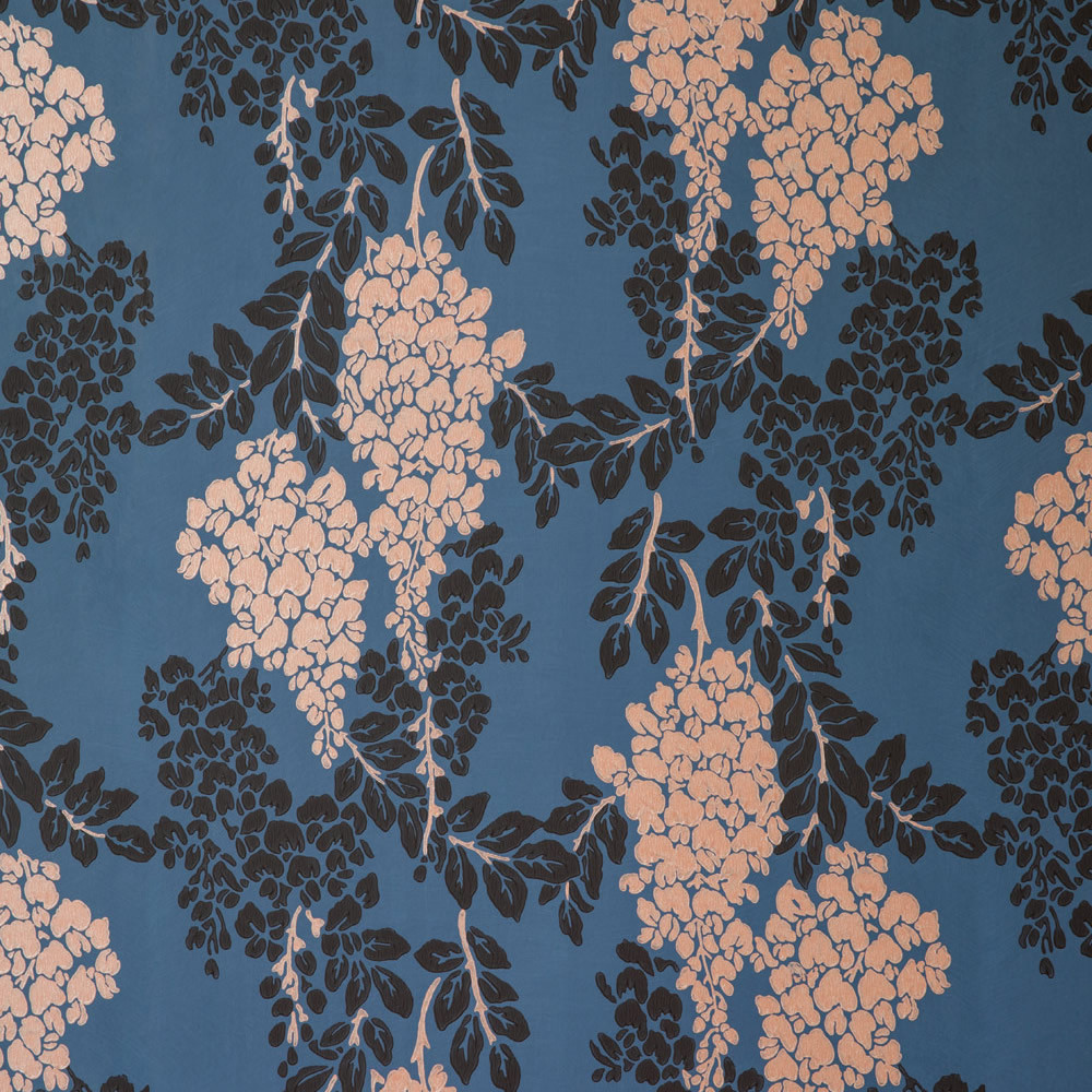 Farrow & Ball Wisteria Wallpaper BP 2223 Stiffkey Blue / Metallic Copper