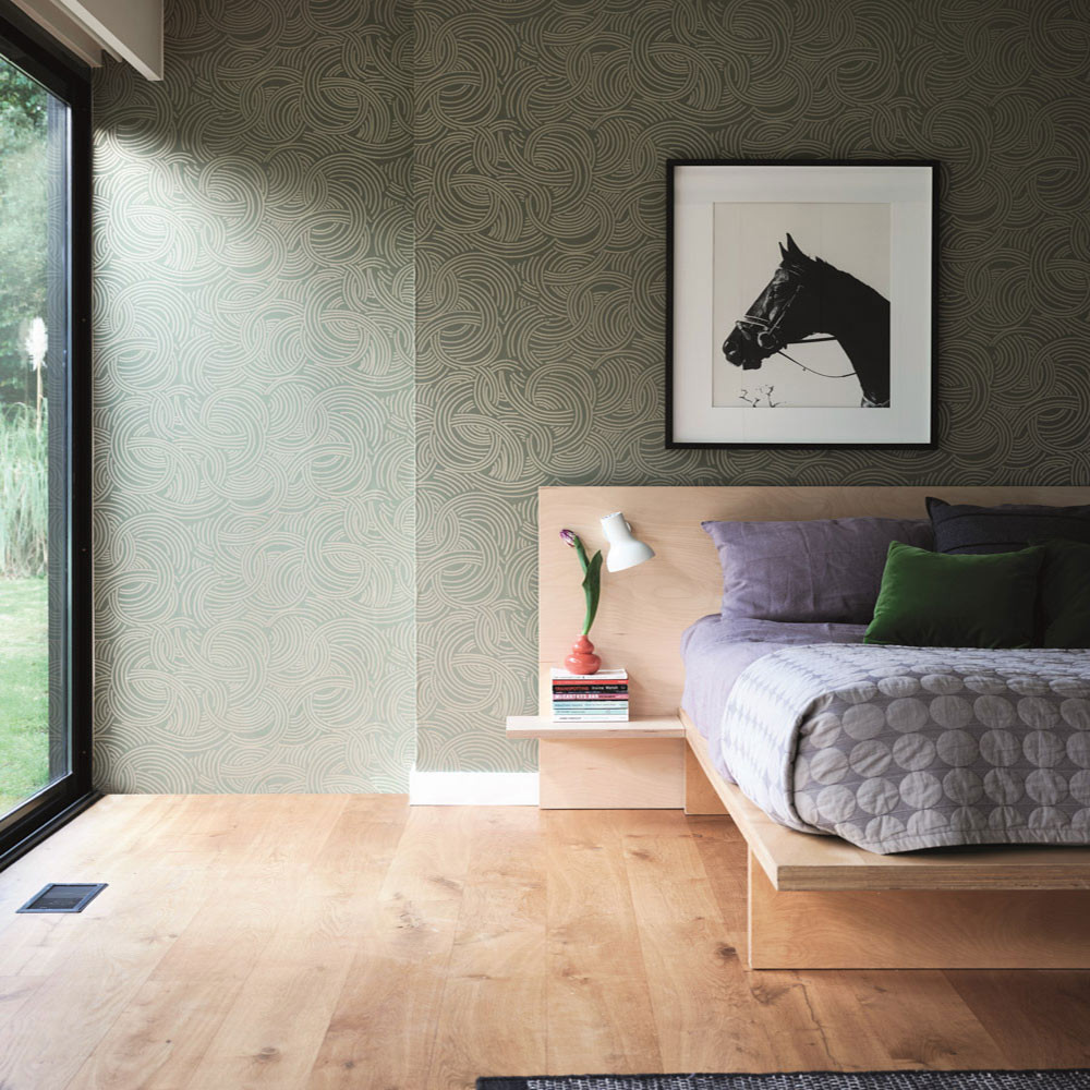 Farrow & Ball Tourbillon Wallpaper BP 4808 Grey Green / Gilver