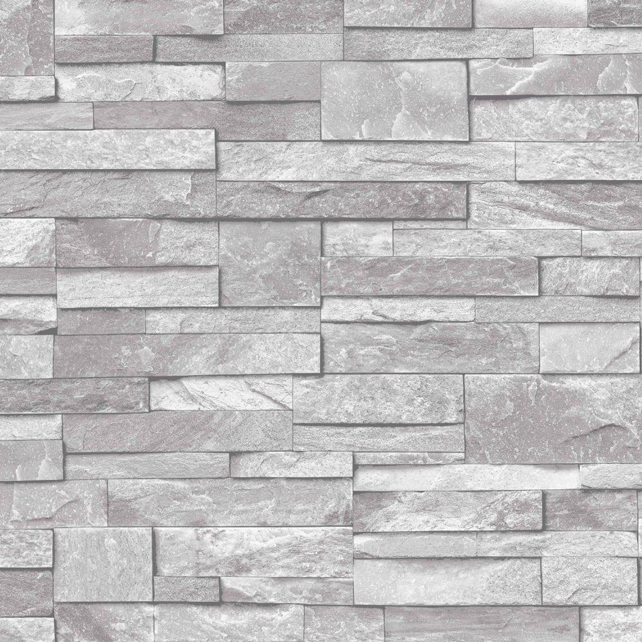 Stone Brick Effect Wallpaper by Grandeco - Light Grey A17202