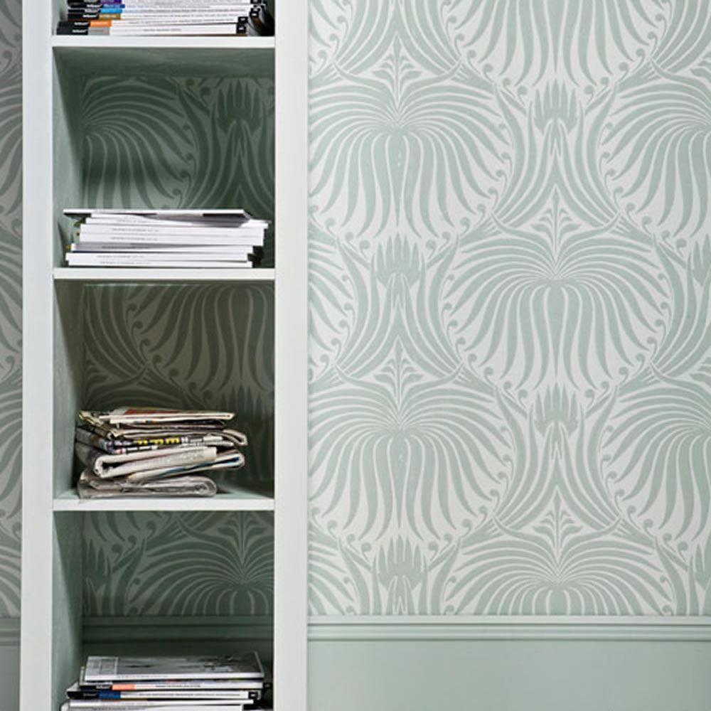 Farrow & Ball Lotus Wallpaper BP 2051 Duck Egg / Cream