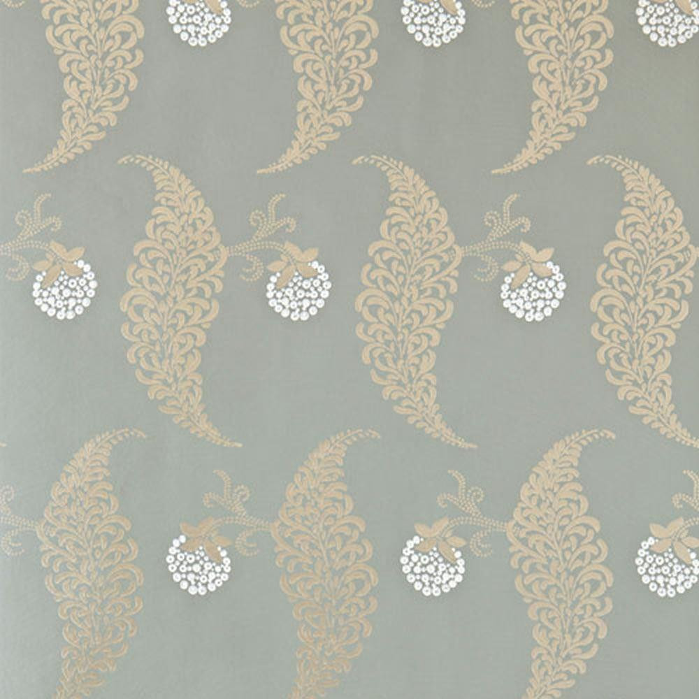 Farrow & Ball Rosslyn Wallpaper BP 1938 Olive Green / Metallic Gold / White