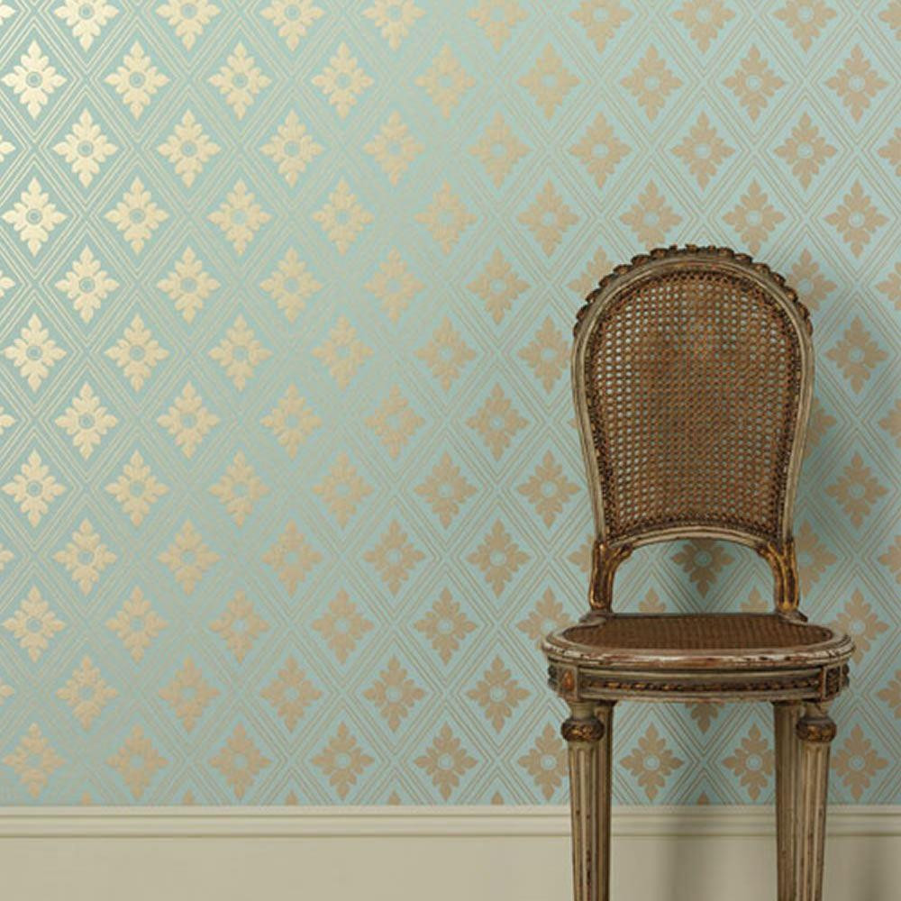 Farrow & Ball Ranelagh Wallpaper BP 1847 Blue / Pale Gold