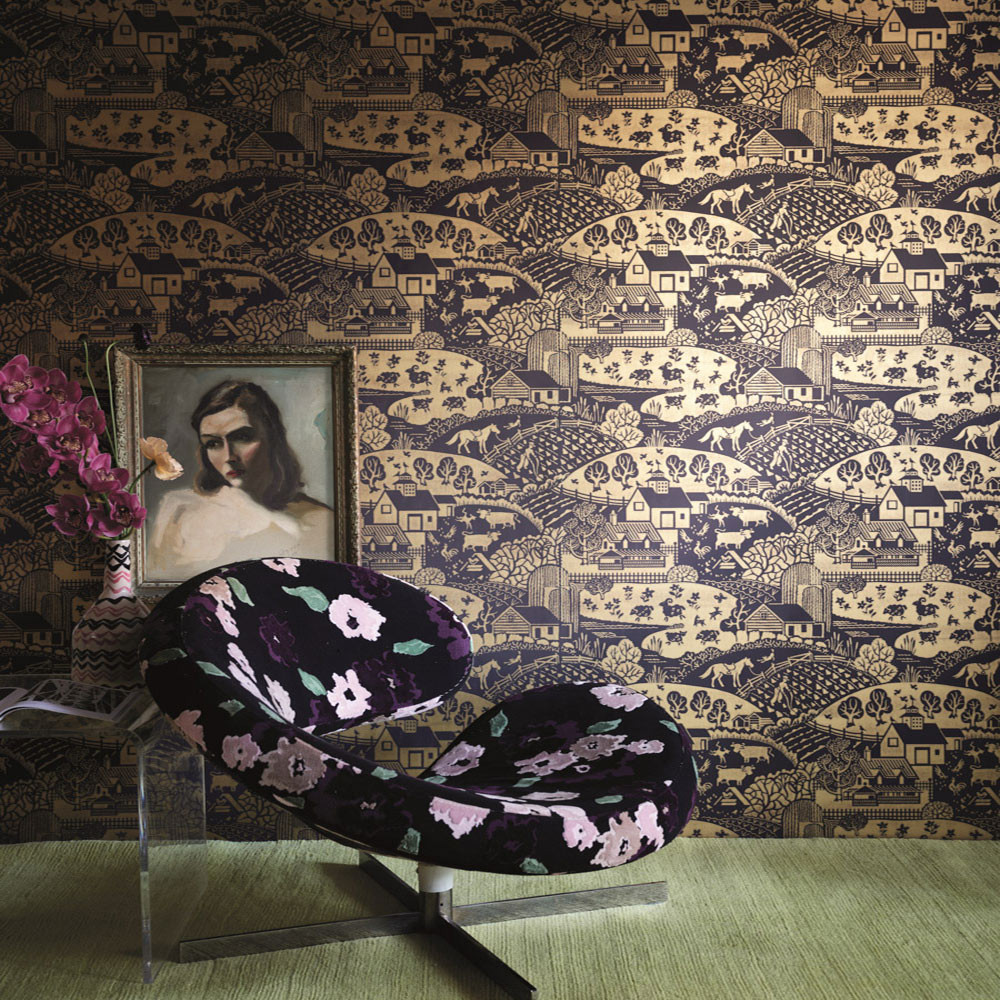 Farrow & Ball Gable Wallpaper BP 5409 Black / Gold