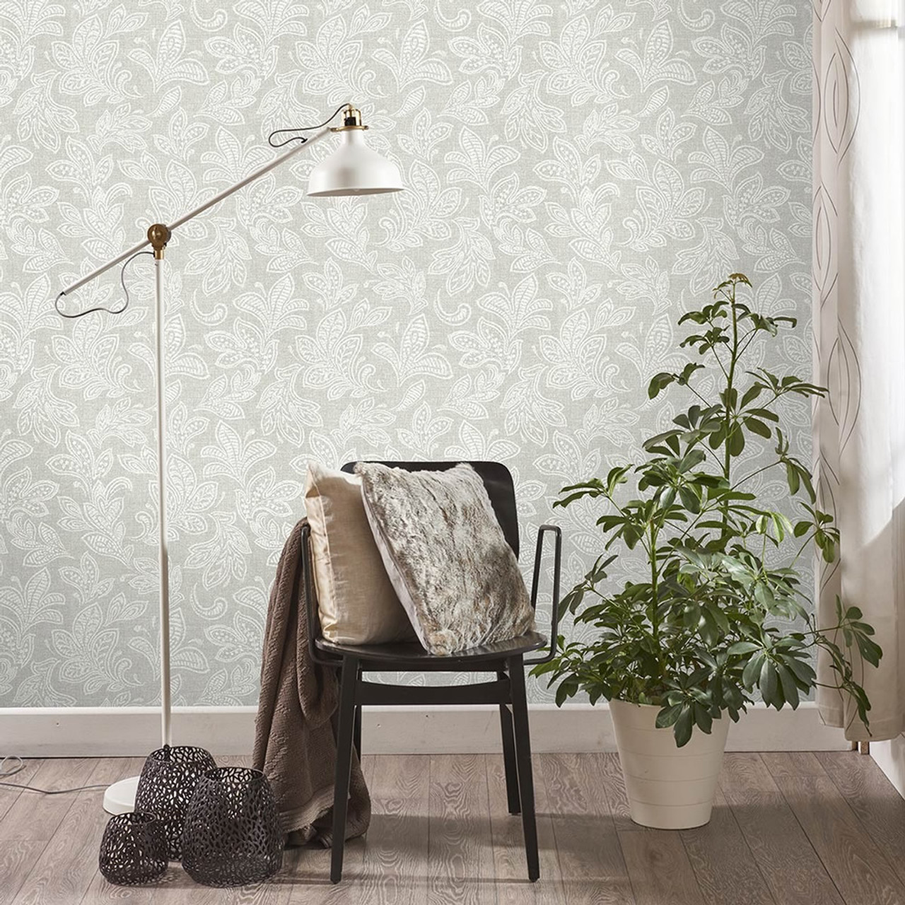 Calico Leaf Wallpaper by Crown Wallcoverings - Stone Washed M1118