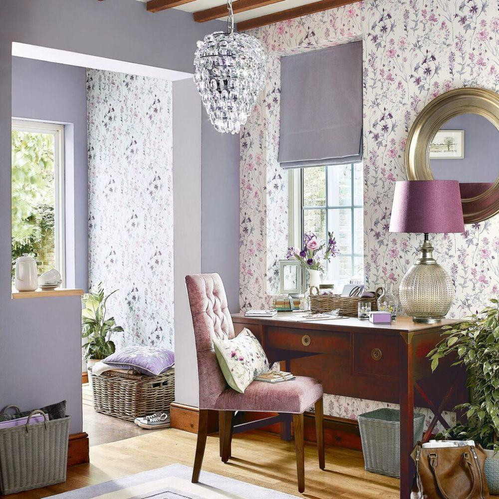 Laura Ashley Wild Meadow Wallpaper 113362 Pale Iris