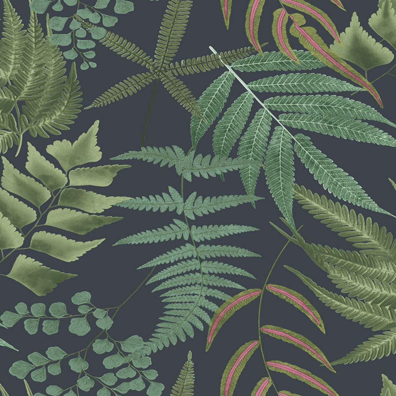 Graham & Brown Midsummer Fern Wallpaper - 107881 - Navy