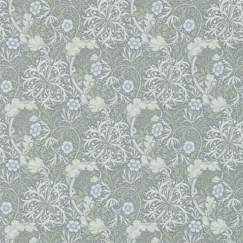 Morris & Co Seaweed Wallpaper 214715 Silver Ecru showing flowing botanical pattern with curling foliage inspired by underwater plants