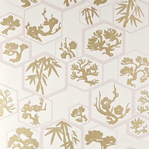 Shouchikubai Wallpaper - BP4502 - Cream / Metallic Bronze
