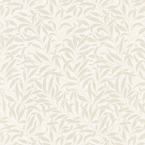 Morris & Co Pure Willow Bough Wallpaper 216022 Ivory Pearl showing flowing willow leaf pattern in soft neutral ivory tones
