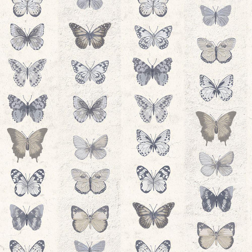 Galerie Organic Textures Butterflies Stripe Wallpaper - G67993 - Beige