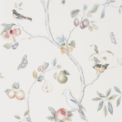 Sanderson Fruit Aviary Wallpaper - 216314 - Cream / Multi