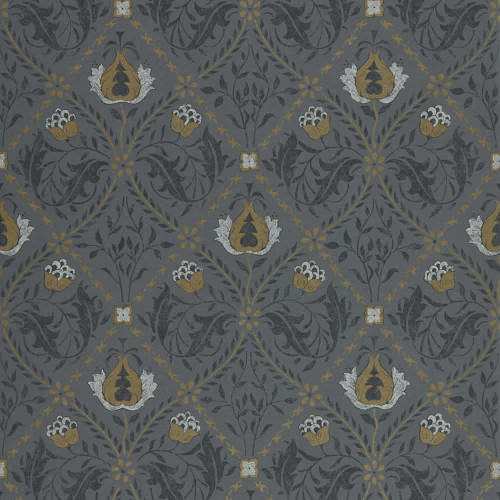 Morris & Co Pure Trellis Wallpaper 216527 Black Ink