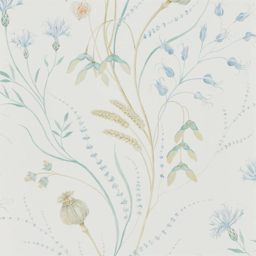 Sanderson Summer Harvest Wallpaper - 216496 - Cornflower / Wheat