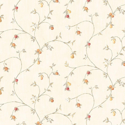 Galerie Kitchen Style 3 Petite Fruit Trail Wallpaper - CK36609 - Beige / Orange