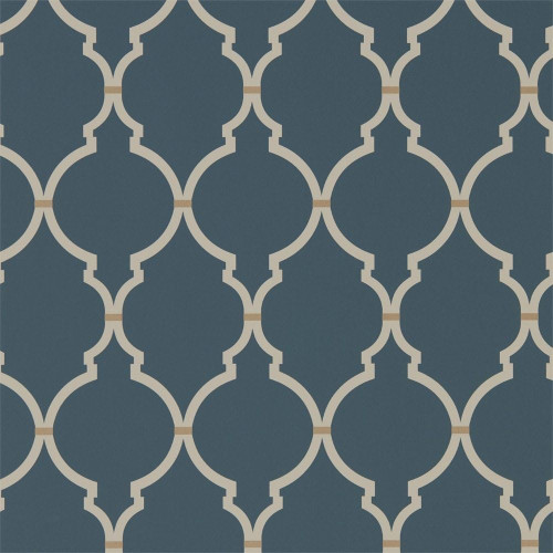Sanderson Empire Trellis Wallpaper - 216338 - Indigo / Linen