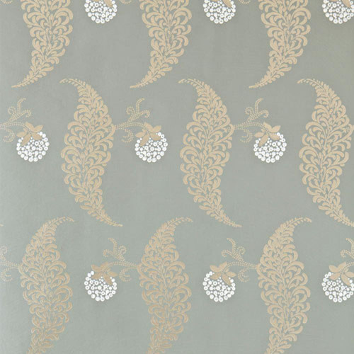 Rosslyn Wallpaper - BP1938 - Olive Green / Metallic Gold / White