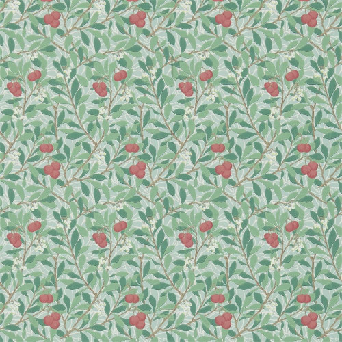 Morris & Co Arbutus Wallpaper 214719 Thyme / Coral