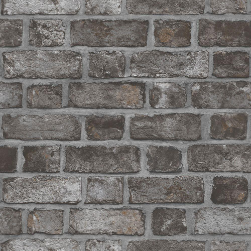 Galerie Homestyle Brick Effect Wallpaper - FH37519 - Dark Grey
