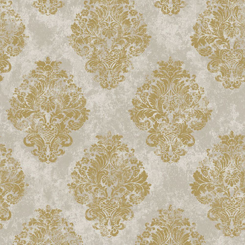 Galerie Damask Wallpaper - W78228 - Gold / Taupe