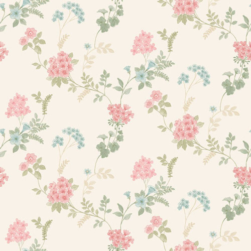 Pippa Floral Wallpaper Sky Blue  Pink M0726  Wallpaper from I Love  Wallpaper UK