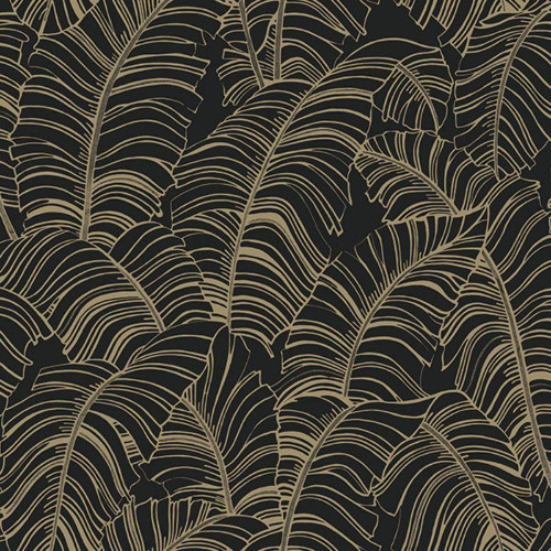 Galerie Palm Leaves Wallpaper - G78301 - Black / Gold