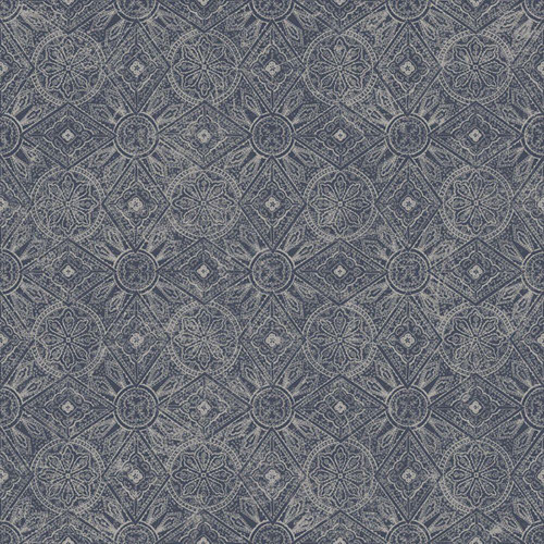 Galerie Moroccan Print Wallpaper - G78317 - Navy Blue / Silver