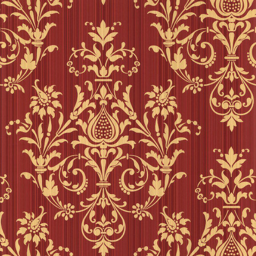 Galerie Classic Silks 3 Damask Wallpaper - SM30383 - Red / Gold