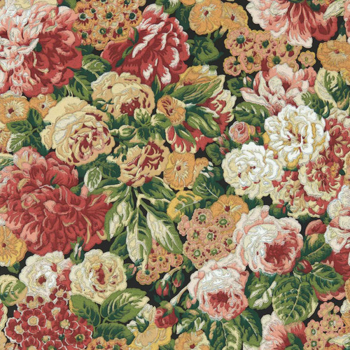 Sanderson Rose And Peony Wallpaper - 217028 - Amanpuri Red / Devon Green
