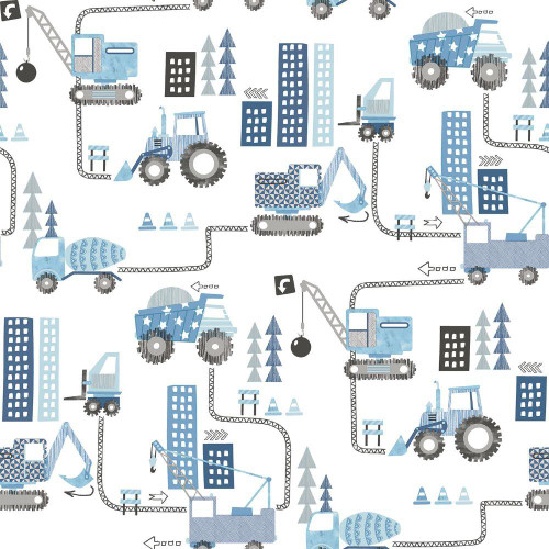 Galerie Tiny Tots 2 Construction Wallpaper - G78360 - Blues