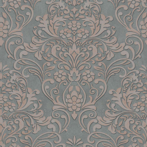 Galerie City Glam Floral Damask Wallpaper - 32604 - Rose Gold / Grey