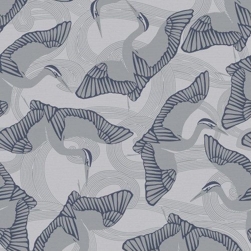 Ted Baker Cranes Wallpaper - 12622 - Grey / Blue
