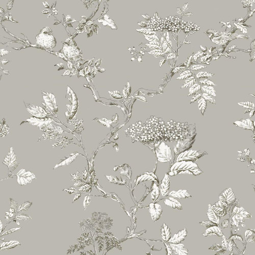 Laura Ashley Elderwood Wallpaper - 113347 - Steel