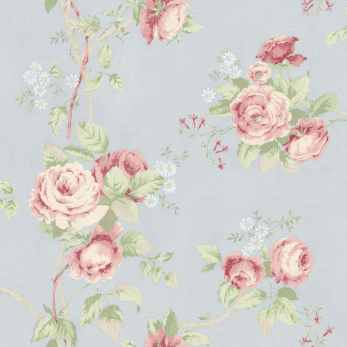 Galerie Rose Garden Vineyard Roses Wallpaper - CG28815 - Blue