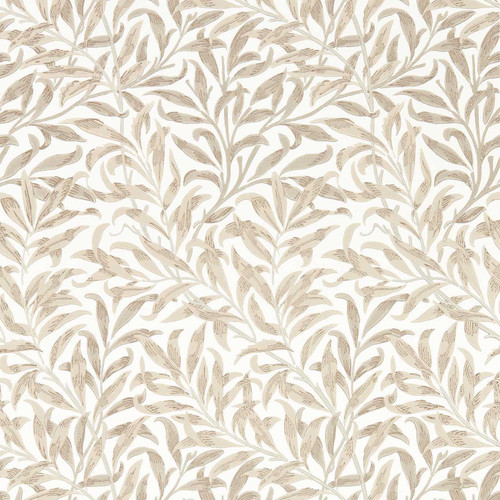 Morris & Co Willow Boughs Linen wallpaper showing flowing willow branches and delicate leaf pattern in soft neutral tones