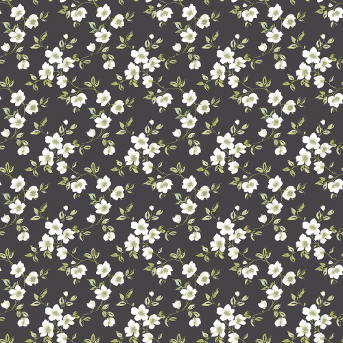 Galerie Secret Garden Anenome Mini Wallpaper - G78480 - Black / Green / Taupe
