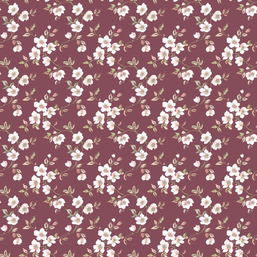 Galerie Secret Garden Anenome Mini Wallpaper - G78482 - Cranberry / Pink / Green