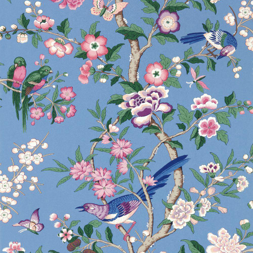 Sanderson Chinoiserie Hall Wallpaper - 217111 - Blueberry / Purple