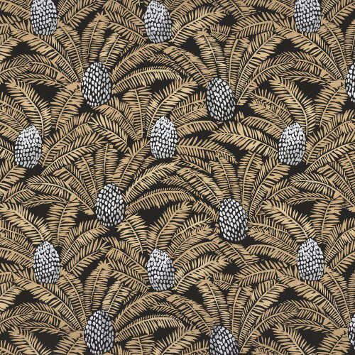 Casamance Palmeta Wallpaper Noir / Dore 74741840
